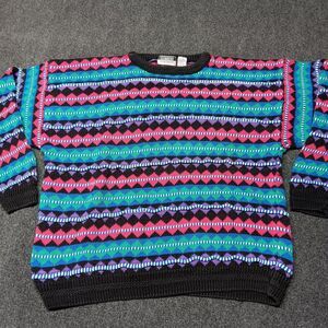 Vintage Current Editions Sweater Men Large Fair Isle Striped Heavy‎ Weight